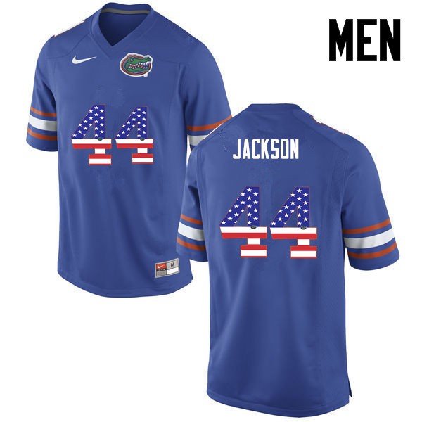 Florida Gators Men #44 Rayshad Jackson College Football Jersey USA Flag Fashion Blue